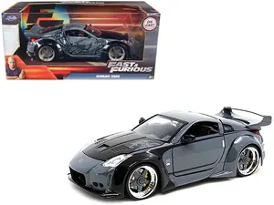D.K.'s Nissan 350Z Gray and Black with Graphics "Fast & Furious" Movie 1:24 Diecast Model Car by Jada