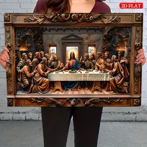 Last Supper Canvas Print Framed Wall Art, High-Quality for Living Room & Bedroom, Easy Hanging Pine Wood Frame, Wooden Wall Art