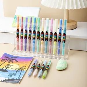 Double-Tipped Dual-Color Acrylic Brush Marker Set – Waterproof, Soft Nib for Glass, Wood, Stone, Plastic & Paper gift