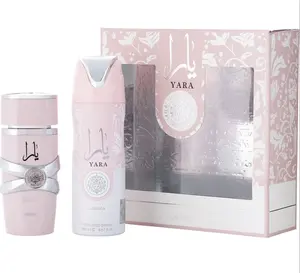 Lattafa Yara 2 Piece Set Eau de Parfum Spray 3.4 oz + Body Spray 6.67 oz Floral Fruity Vanilla Sweet Perfume, Fragrance, Scented