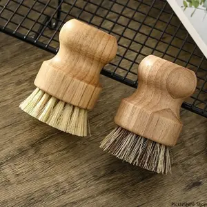 2Pcs/Set Natural Wooden Dish Cleaning Brush, Made With Sisal And Coconut Fiber, Durable Portable Scrub Brush, Eco-Friendly Zero Waste Kitchen Home Cleaning Essentials