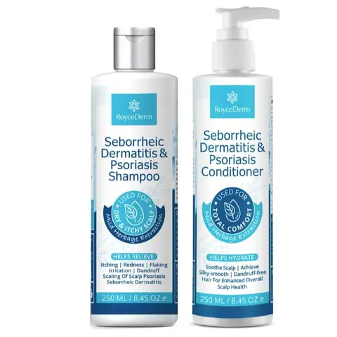 Roycederm All Natural Shampoo and Conditioner Multi-Pack - Artemisia Extract, Borneol, Anti-Itch Scalp Soothing Bundle, Antidandruff Treatment, Flake Control, Daily Gentle Cleanser, Daily Hair Formula for Adults, All Hair Types