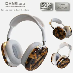 [Flash Deal] DHNStore Tortoise Shell AirPods Max Case, Aesthetic Brown Amber Ear Cup Cover, Protective Hard Shell, Trendy Chic Headphones Accessory, Marble Print Protector Shell