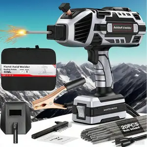 Portable Electric Welding Machine, 110V Handheld Welder with IGBT Inverter 5 Variable Current Adjustment, Portable ARC Welder Gun fits for 3/32" Wire Rods