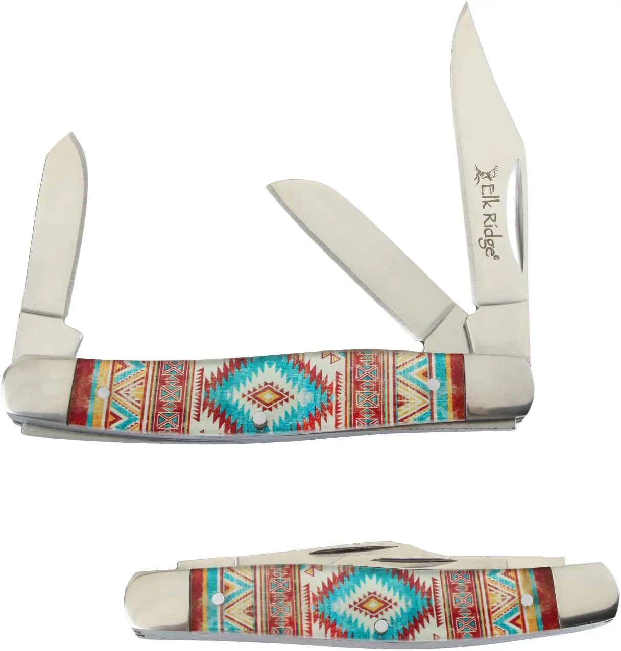Elk Ridge Traditional Stockman 3-Blade Folding Pocket Knife - 9-in Overall ER-42453, Survival Hand Tool, Blade-Type Carry Pocket Knives for Camping & Hiking, Blade-Type Pocket Knives