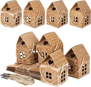 24 count Christmas  Boxes Candy Gingerbread House Mini Christmas Party Favor Box Small Paperboard  Container for Xmas Holiday Party  Cookie Goodie Snack Packaging