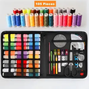 105 PCS Sewing Kit for Adults Small BeginnerSet w/Multicolor Thread,Thimble&Clips -Repairand Travel Kits -Sewing Accessories and Supplies Bag Set camera zip Slim Switch 1 Carrying Case Large Sewingkit