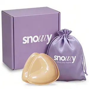 Snouuy Sticky Bra Inserts - Self-Adhesive Triangle Push Up Pads, Waterproof & Sweatproof, Stay-Put for Backless Dresses, Deep V Tops, Prom & Wedding Outfits, Instant Lift & Natural Look, Reusable with Storage Bag