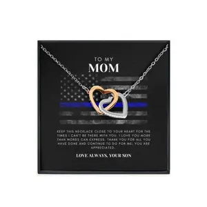 Mom Necklace, Police Mom Necklace Gift, Thin Blue Line Jewelry For Mom, Mom Of Police Officer Present, Mothers Day Necklace, Beautiful Necklace Gifts for Mom - Perfect Mother's Day Jewelry, Thoughtful & Meaningful Gift for Mother