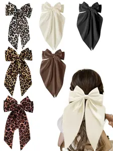 Women's Elegant Bowknot Design Hair Clips, Cute Trendy Leopard Pattern Hair Clips, Fashionable Hair Accessories for Daily & Party Decoration