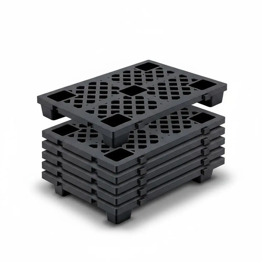 6 Pcs HDPE Plastic Nestable Stack Pallets - 23.6x15.8", Lightweight Snap-Together Floor Pallets with Ventilated Grids, Heavy-Duty Waterproof for Warehouse, Garage Use