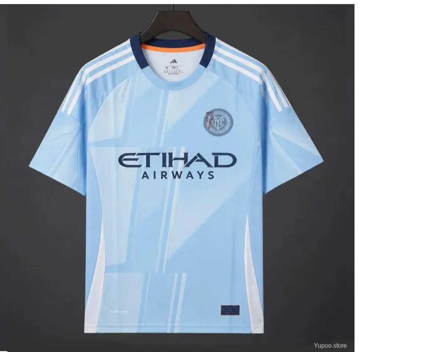 FULL LOGO Sky Blue Geometric Soccer Jersey, Short Sleeve Football Shirt with Center Typography, Unisex Retro Match Day Fan Top and Training Sportswear for Men and Women