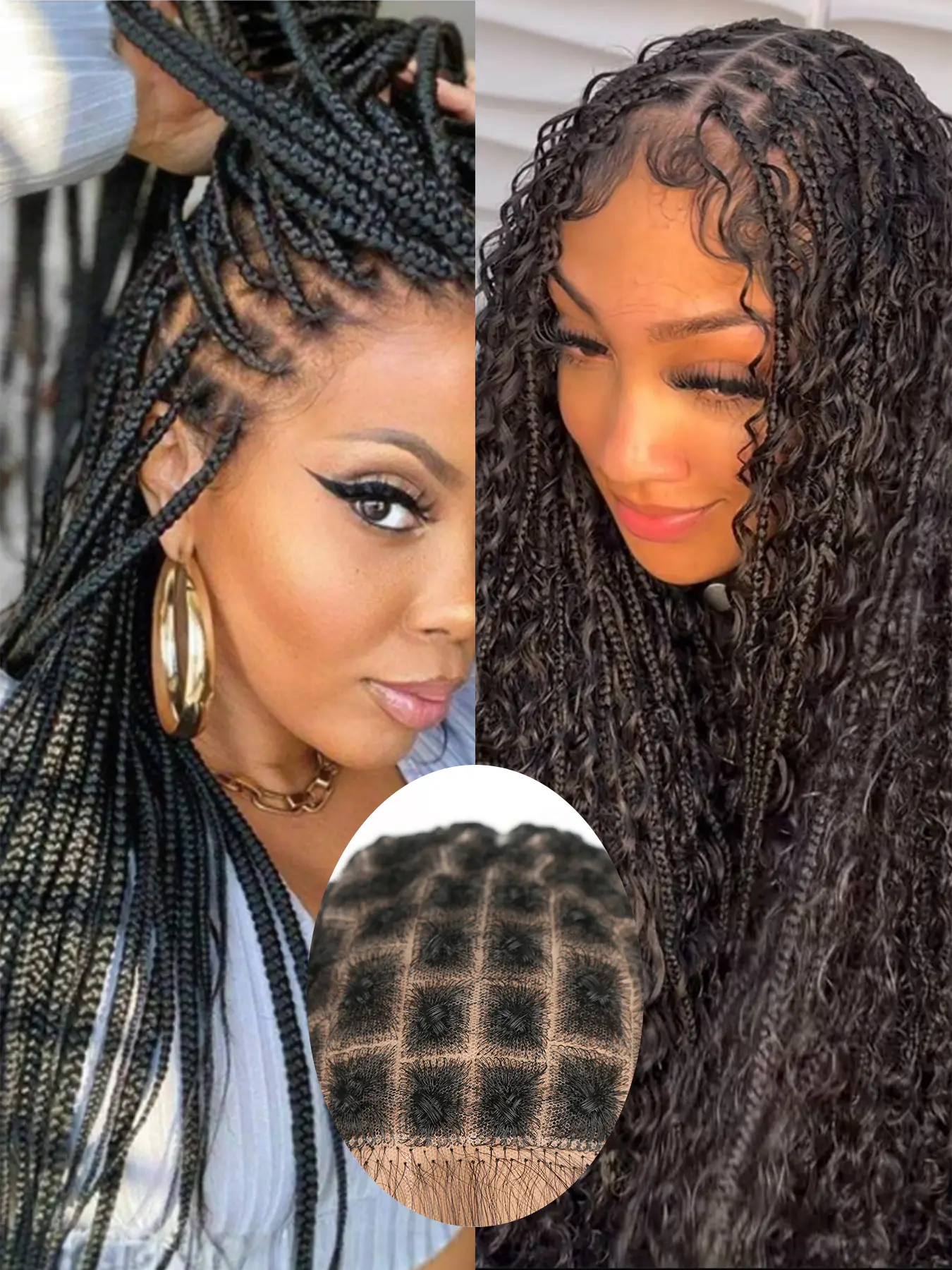 Lehanhair Breathable Lace Crochet Wig Cap, Natural Knots Braided Design Wig Cap for Braiding Full Lace Braided Wig,  Crochet Wig Cap for Making Crochet Hair, Breathable Material