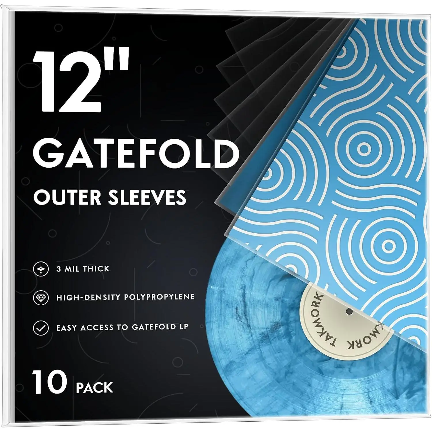 12 inch Gatefold Clear 3 Mil Plastic Vinyl Record Outer LP Protective Sleeves 10pcs