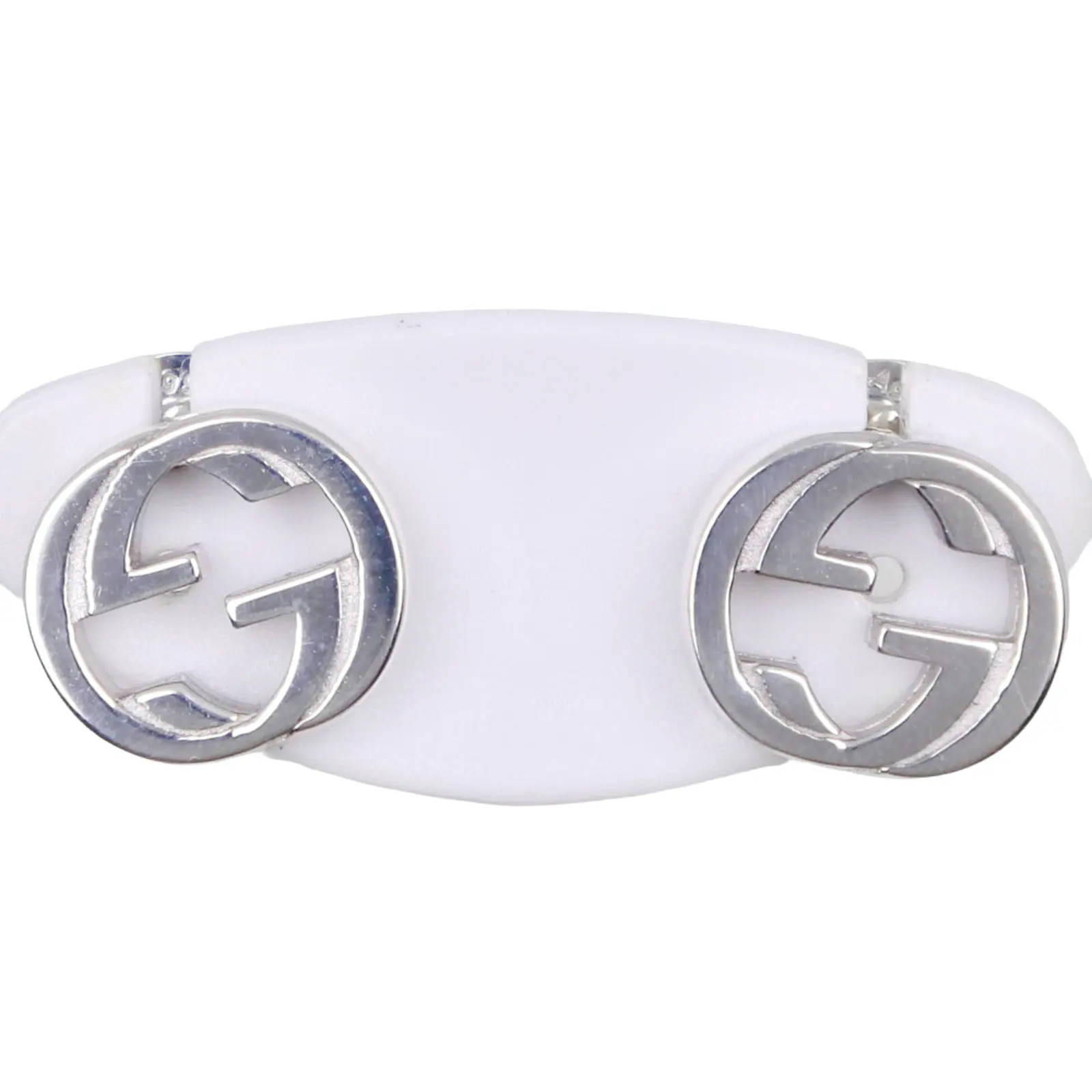Pre-owned GUCCI Sterling Silver 925 (Ag925) Small Leather Goods Interlocking G Silver Earrings