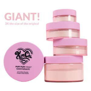 KimChi Chic GIANT Puff Puff Pass Set & Bake Powder with Rice Powder & Vitamin-E, Lightweight & Translucent Makeup