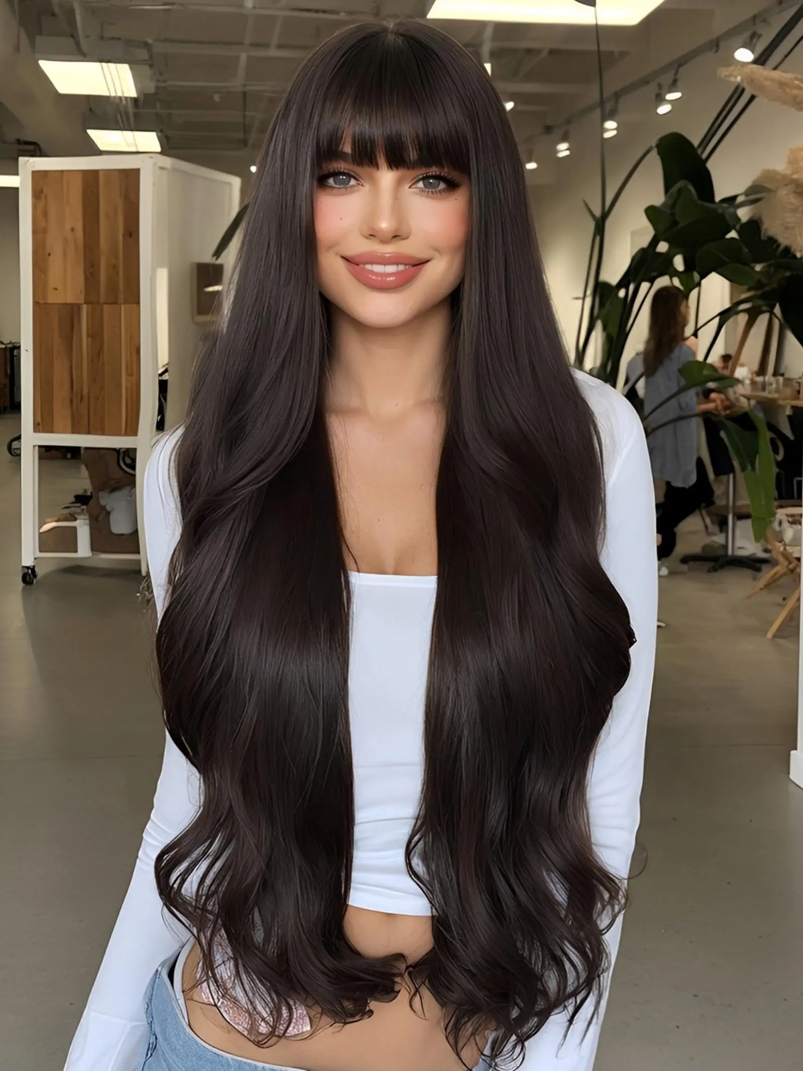 32 Inch Long Curly Wigs for Women, Gorgeous Fluffy Bouncy Curly Wigs without Bangs, Synthetic Full Machine Wigs for Party, Daily Use, Synthetic Material Wigs, Daily Wear Wig, Long Hair Wig