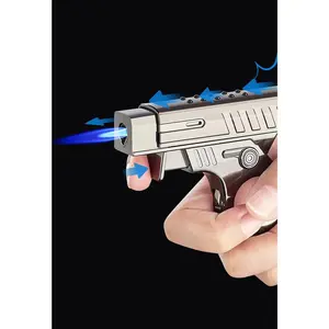 "Creative Lighter (Butane Not Included) | Adjustable Blue Flame | Refillable Butane | Portable for Outdoor Use | Metallic Finish | Fun Stress-Relief Companion"