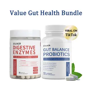 esunm Value Gut Health Bundle - Digestive Enzyme 60ct & Probiotics 60ct, 100 Billion CFU, 16 Strains, for Gut Balance & Digestive Health, Natural Relief for Constipation & Bloating