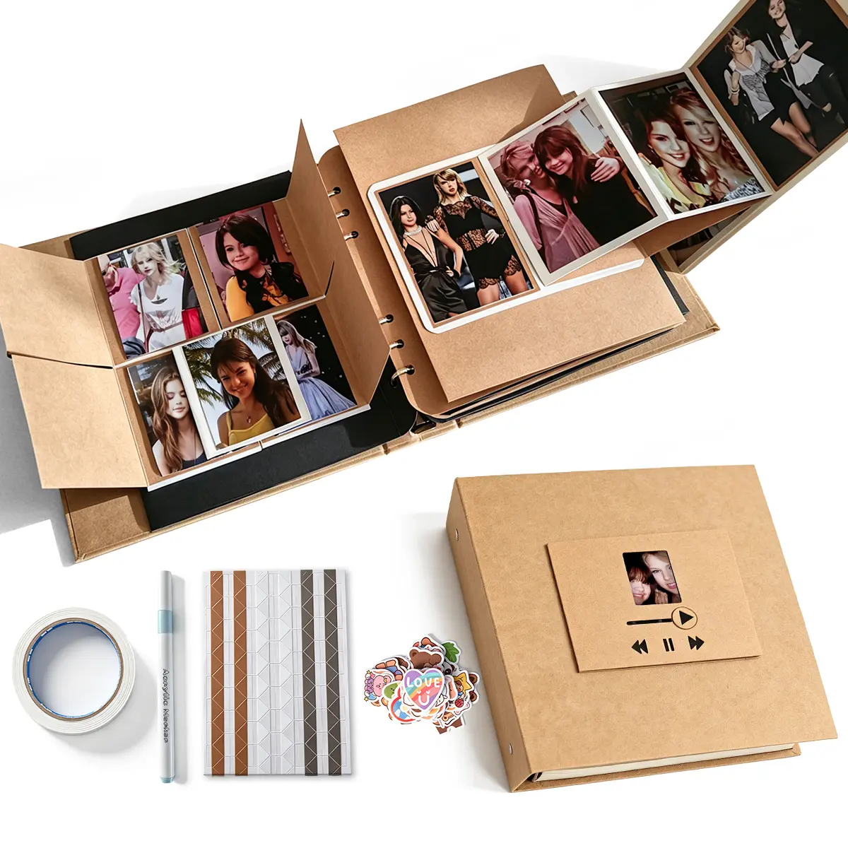 3D Scrapbook Handmade Gift Box ，Detachable Pages Interactive 3D Memory Photo Album Brown for Wedding Baby Family Travel Anniversary Birthday Keepsake