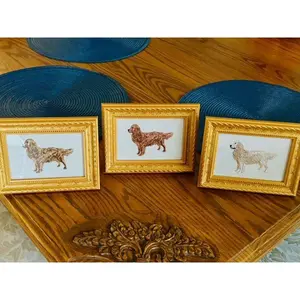Golden Retreiver Dog Machine Embroidered and Framed! Unique Canine Charm Tabletop Decor for Home or Office! Other Designs and Breeds Available!