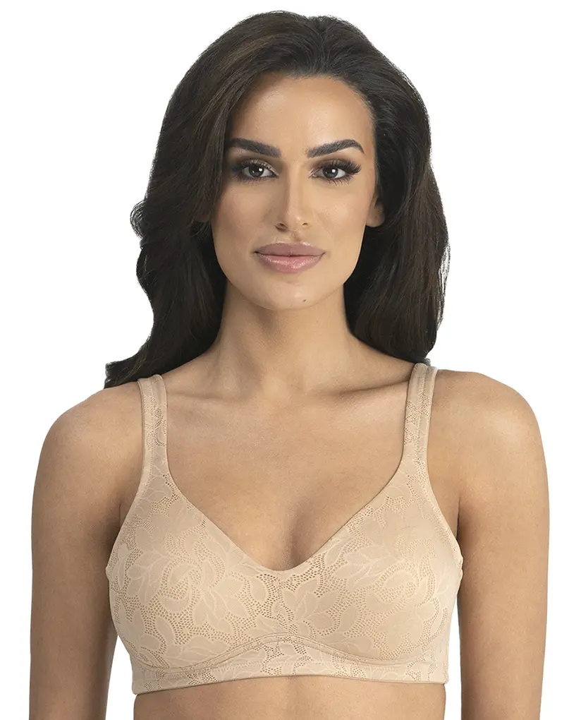 Dominique Jolie Jacquard Lace Wire-Free Minimizer Bra #6018 - Seamless, Supportive, Comfortable Fit for Everyday Wear - Mocha