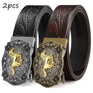 2pcs Men's Western Belt Set | Automatic Ratchet Buckle Belt | Fits Jeans & Formal Wear | Great Christmas Present Idea summerwins