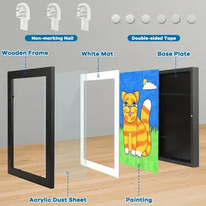 2/4 pack of children's Art frame replaceable, 8.5x11 inch children's art frame opens front, Children's Art Project Children's Art Frame Children's paintings, crafts and photos, holds 130 pieces Decor Black Flower Decoration Hanging Resistant