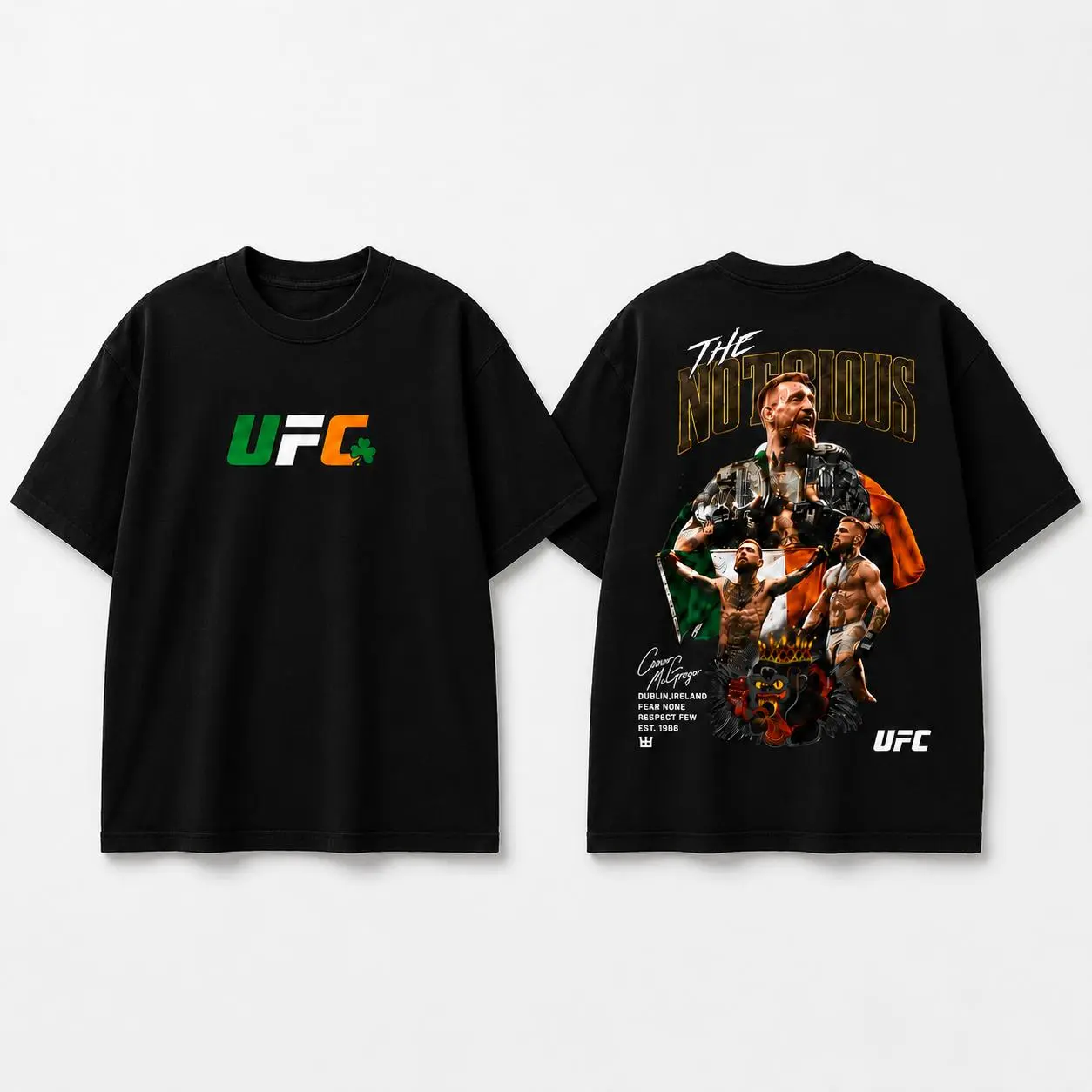 Men's UFC 329 Black Conor McGregor T-Shirt, The Notorious UFC Graphic Tee, UFC MMA Shirt, Gift for Fighters, Sports Apparel,Regular,Grunge