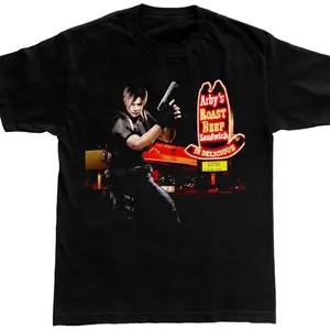 Leon Kennedy Arby's Crossover Horror Game Graphic Tee, Resident Evil Video Unisex T-Shirt - Perfect Gift for Anime & Gaming Fans