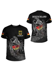 German Flag Print T Shirt For Men Fashion National Emblem Pattern Oversized T-shirts Casual O-neck Short Sleeve Tops Summer Tees