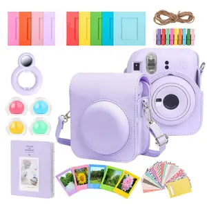 Complete Accessory Kit for Fujifilm Instax Mini 8/9/11/12 – Camera Case, Photo Album, Frames, Stickers & Lens Filters (Purple)