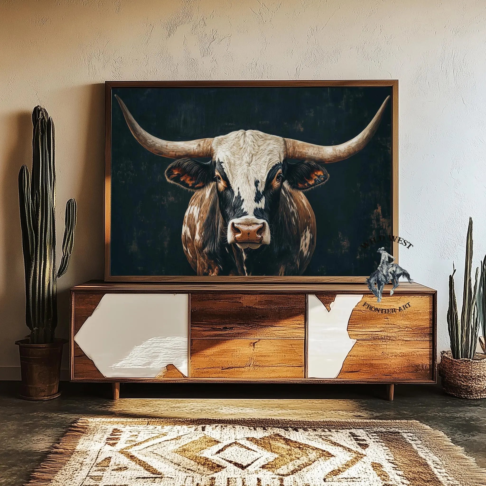 Texas Longhorn Bull Poster: Vintage Western Ranch Art (Unframed Print)