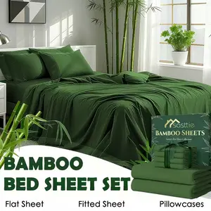 Bamboo Bed Sheet Set - 100% Bamboo Blend - Ultra Soft & Breathable Bed Sheets - Deep Pocket Up to 16" - Luxury Hotel Silky Bedding Set - Perfect for Hot Sleepers - Great Christmas Gifts