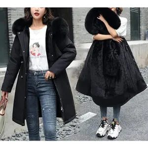 2025 New Women’s Winter Parka Long Coat with Wool Liner, Hooded Jacket with Fur Collar, Thick Warm Padded Parka for Snow Wear, Sizes 6XL, FYXH