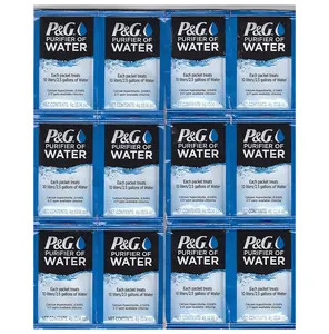 P&G Purifier of Water Portable Water Purifier Packets. Emergency Water Filter Purification Powder Packs for Camping, Hiking, Backpacking, Hunting, and Traveling. (12 Packets)