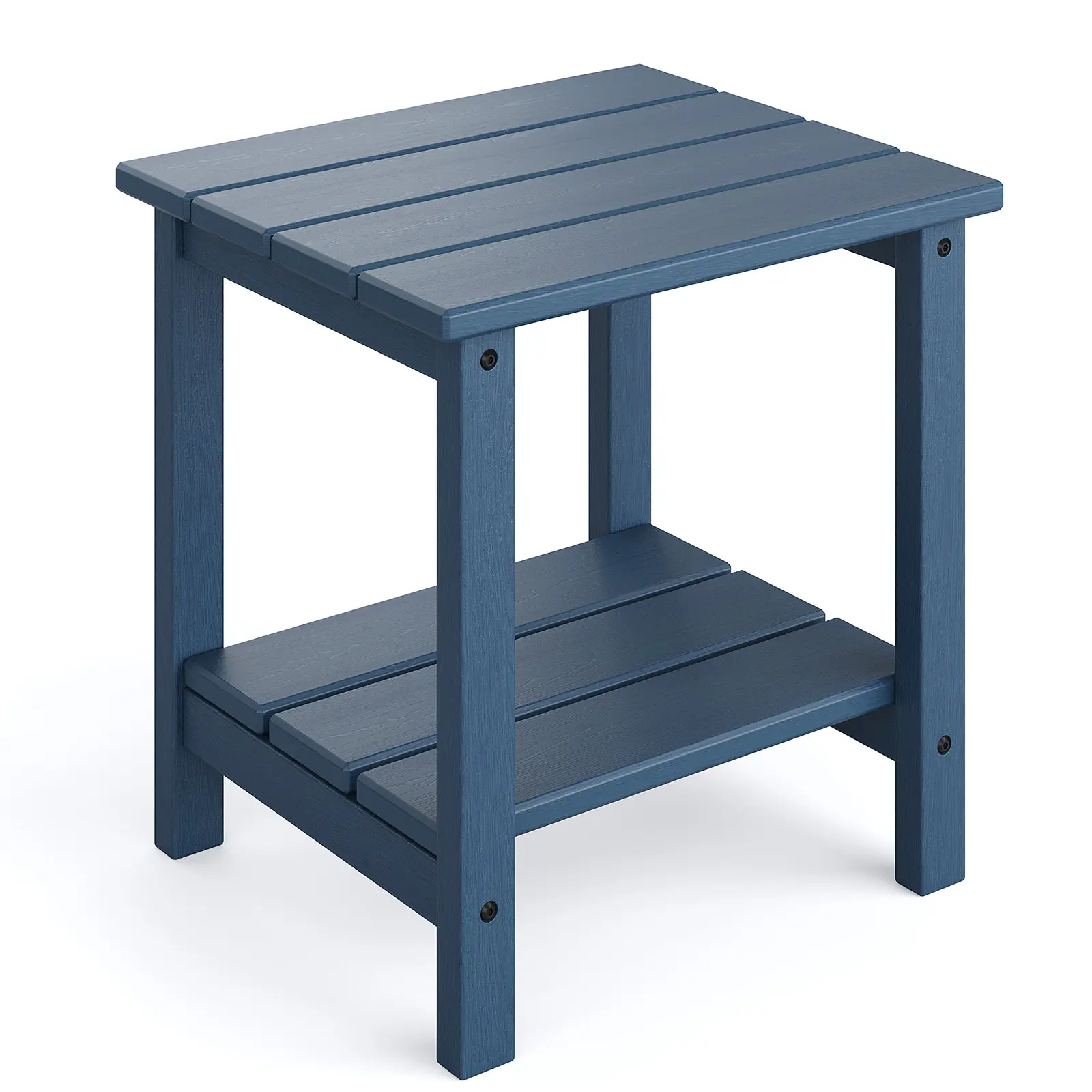 Wpond Heavy Duty HDPE Plastic 2-Tier Square Frame Outdoor Patio Table (18x15 in) - Weather-Resistant, UV-Resistant, Durable, Easy Assembly, Low Maintenance, for Garden, Deck, Indoor/Outdoor Use