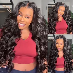 Amanda Hair Lace Front Loose Wave 6x4 Glueless Pre-Cut Pre Bleached 13x4 Frontal Lace Wig with Curtain Bangs for Women #SummerVibes