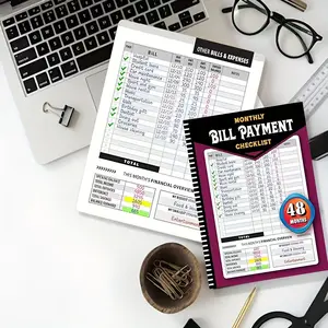 48-Month Bill Payment and Budget Tracking Planner Monthly Financial Organizer Notebook 20cm x 25.3cm Paper Material for Household Expenses and Payments outdoorfun