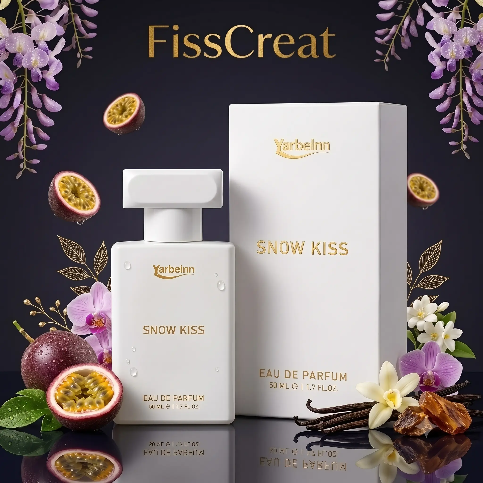 Yarbelnn Snow Kiss | 50mL / 1.7 FL OZ |  Jasmine, Vanilla, Amberwood | Daily Date Night Office & Gift | Long Lasting Fresh Dewy Floral Fragrance Soft Warm Dry-down | Eau de Parfum | Made withClean & Vegan Essentials Oils | Cruelty Free FragrancePerfume