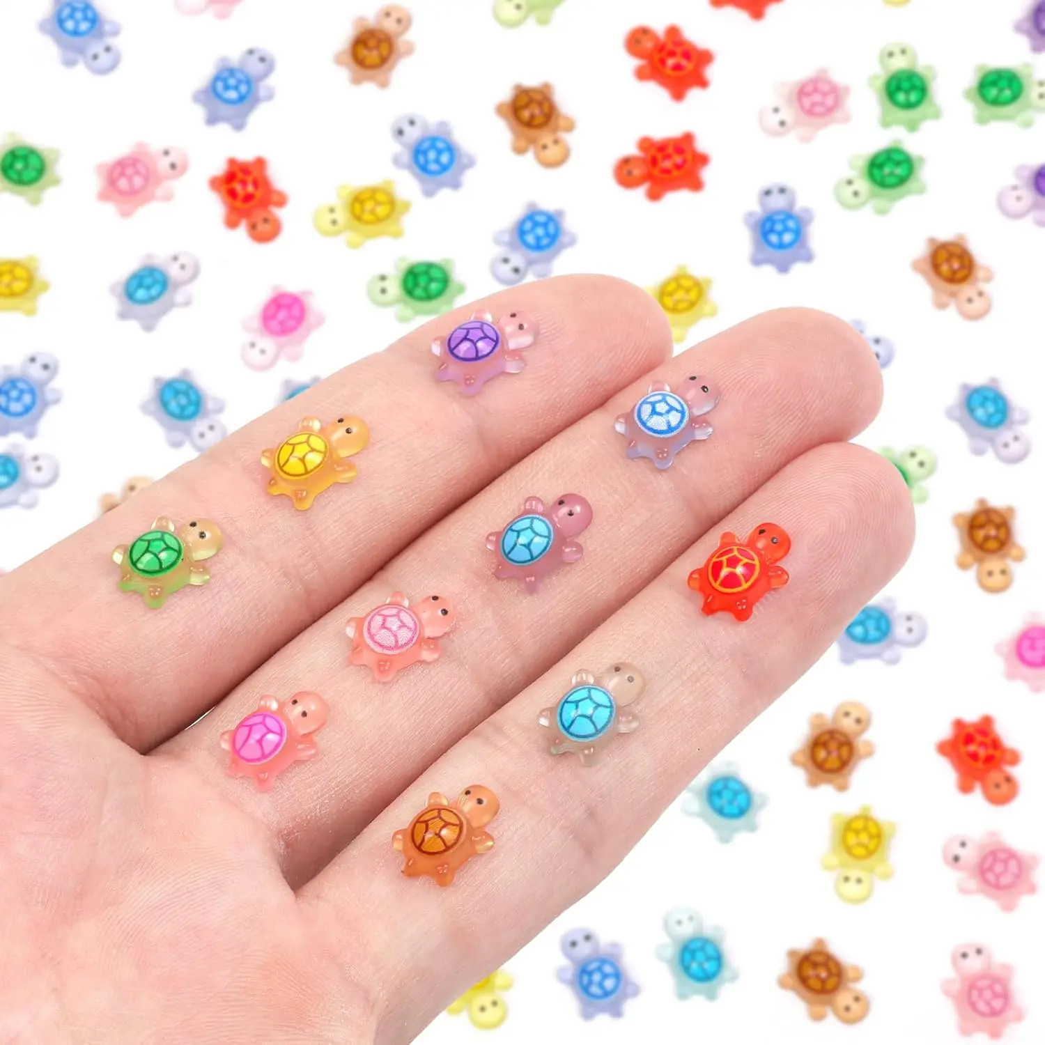 200pcs Mini Resin Turtles Luminous Tiny Turtle for Crafts Dollhouse Miniatures Mini Resin Things Animals for Fairy Garden Micro Landscaping Decoration Home Deco