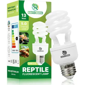13W 5.0 UVA UVB Reptile Light Bulb Compact Fluorescent Lamp for Tropical Sub-Tropical Terrarium, Chameleons Iguanas Turtles