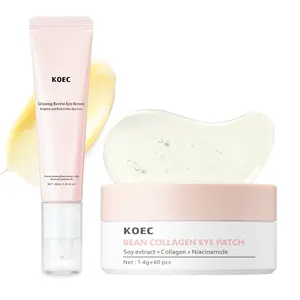 Soybean Series Brightening Eye Duo: Ginseng Revive Eye Serum+Bean Collagen Eye Patch, Under Eye Brightener for Dark Circles&Anti Aging Moisturizer