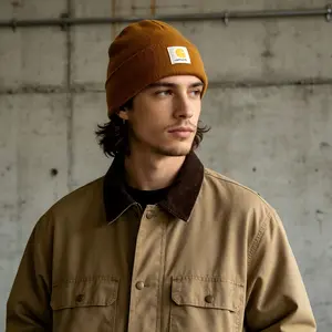 Carhartt Classic Khaki Knit Beanie, Unisex Warm Cuffed Knit Hat