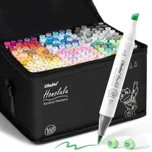 Ohuhu Markers: Dual Tips - 168-color / 60 Illustration Colors / Sketchbook / 100 Colors / 80 Colors - Double Tipped Alcohol Based Art Marker Set for Artist Adults Coloring Illustration - Honolulu / Kaala B / Maui Series of Ohuhuart- Inventory Clearance