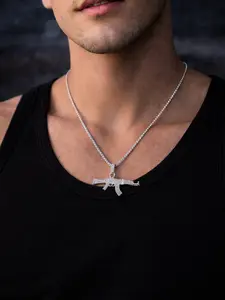 Bling Iced Out Gun Necklace | Hip Hop CZ Chain | Viral TikTok Jewelry High End Necklace