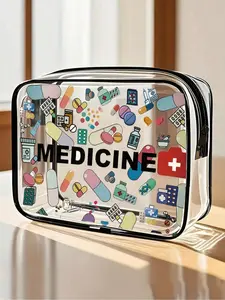New Medicine Storage Bag, Mini Cosmetic Bag, Travel Cosmetic Bags, Transparent Toiletry Bag, Medical Kit, Travel Essentials, Waterproof Storage Bag, Transparent Storage Bag, Makeup Organizer Pouch, Transparent Vanity Bag