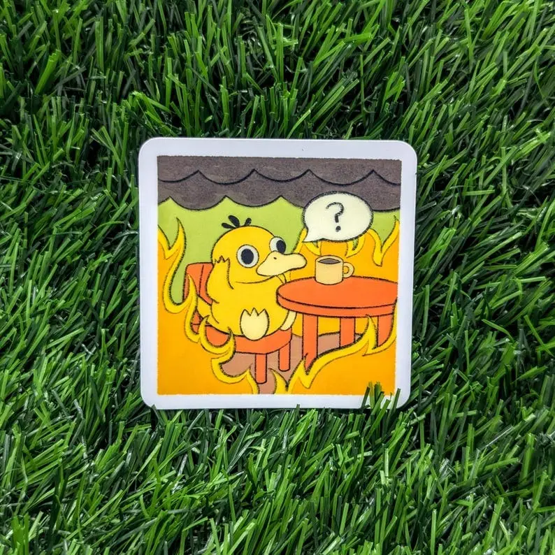 This is Fine Meme | Psyduck, tumbler laptop sticker, water bottle stickers, Meme Stickers