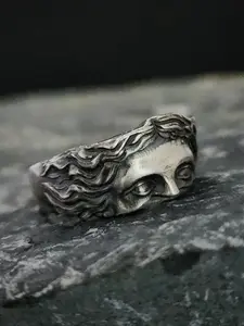 Vintage Punk Venus Half Face Open Ring, Punk Style Ring, Trendy Unisex Party Creative Ring, Unique Fashion Accessory for Men and Women, Statement Rings