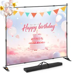 fathersdaygift VEVOR 10x 8 Ft Backdrop Banner Stand Adjustable Height and Width Newest Step and Repeat for Trade Show Wall Exhibitor Photo Booth Background